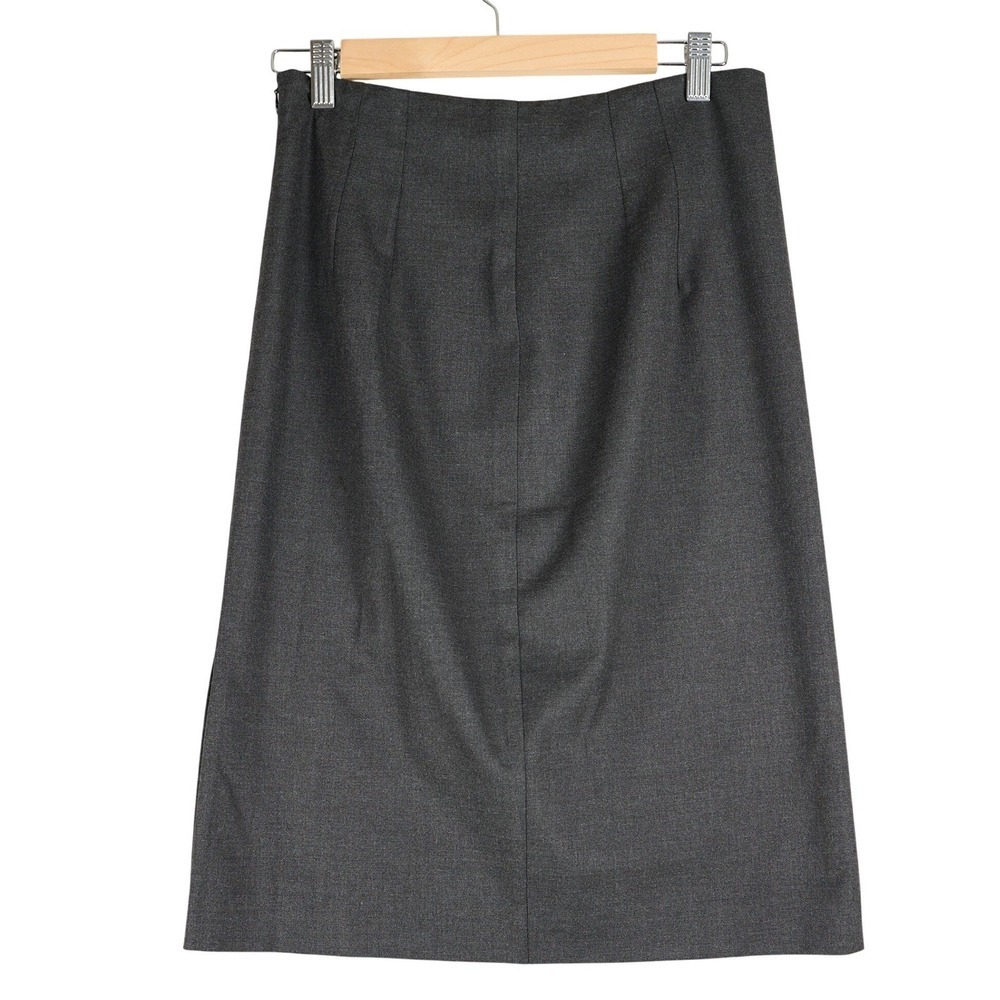 Trina Turk Charcoal Gray Wool Blend Pencil Skirt Side Zip Waist 29 inches Career